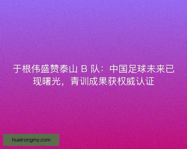 于根伟盛赞泰山 B 队：中国足球未来已现曙光，青训成果获权威认证